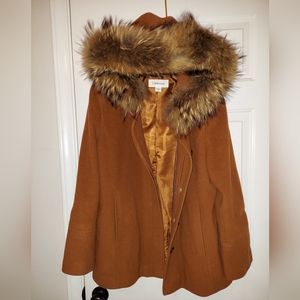Calvin Klein Wool Pea Coat with Fur Hood